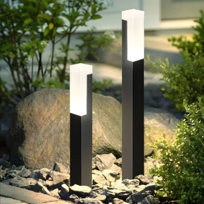 Image of ZTWLEED 2 Pieces LED Outdoor Street Light,6W Black Light Cube,Warm White 6000K IP65 Waterproof,60CM Lighting for Paths Patio Garden Lawn Driveway Yard AC220V