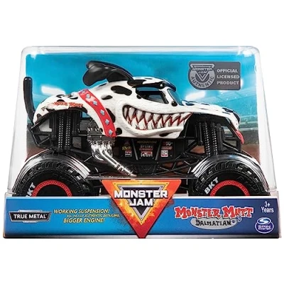 Image of Monster Jam, Official Mutt Dalmatian Truck, Die Cast Vehicle, 1:24 Scale
