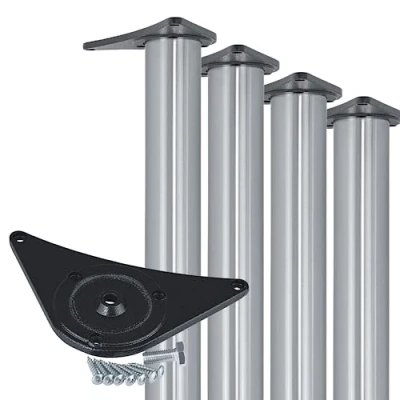 Image of Gedotec Patas de mesa metal Altura ajustable acero inoxidable H1712 710 mm Ø 60 material fijación soporte para encimeras cocina Juego 4