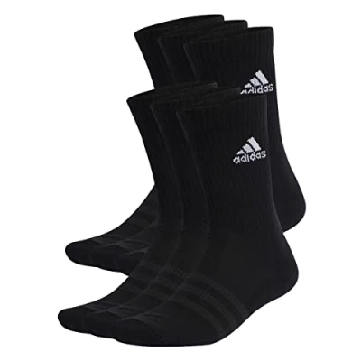 Image of adidas Unisex Kids Cushioned Sportswear Crew Socks 6 Pairs, Black / White, 7 Years