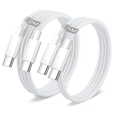Image of iPhone 16 15 USB C Charger Cable 1M+2M 2Pack, 60W to Fast Lead Wire Type Charging Apple for Pro Max/Plus, iPad Pro/Air/Mini 7 6
