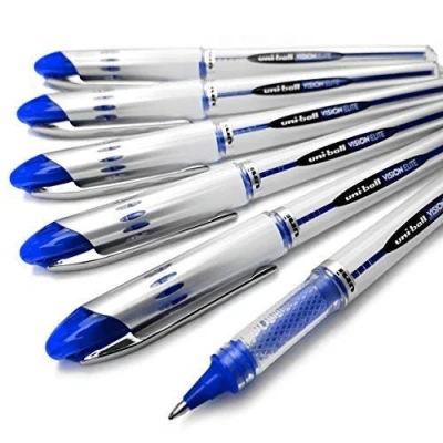 Image of Uni Ball Vision Elite UB 200 Liquid Ink Rollerball Pen Pack of 6 (Blue)