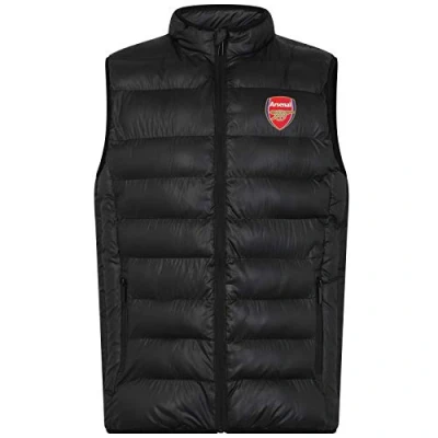 Image of Arsenal FC Official Football Gift Mens Padded Body Warmer Gilet Black Zip Small