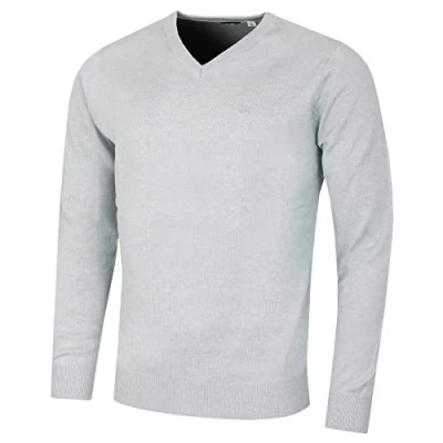 Image of Calvin Klein Mens V Neck Soft Sweater Light Blue Marl XXXXL