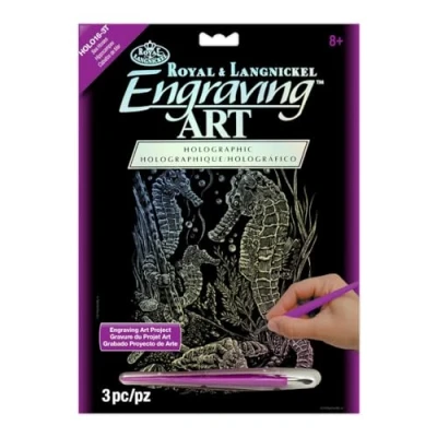 Image of Royal &amp; Langnickel Glow In The Dark Engraving Art A4 Size Sea Horses Designed Painting Set