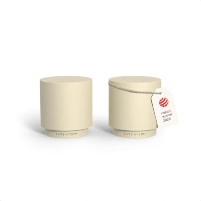 Image of LARS NYSØM Mini Salt and Pepper Shakers Set Stainless Steel with Modern Minimalist Design, Easy Refill, Small Size (Almond Beige)
