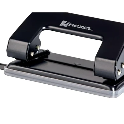 Image of Rexel Student 2 Hole Punch, 8 Sheet Capacity, Adjustable Guide Bar, Metal, Assorted Colours, 62061