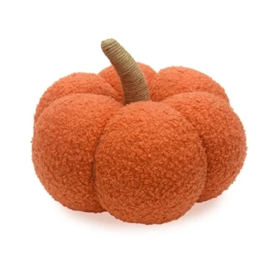 Image of Benross 9&quot; Soft Pumpkin Decoration/Autumn &amp; Halloween Seasonal Home Décor/Plush Teddy Fabric (Orange)