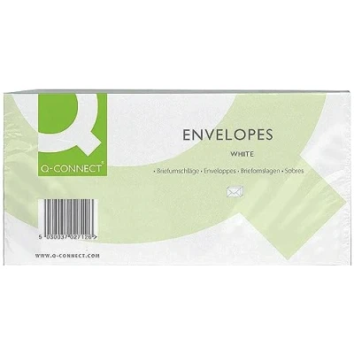Image of Q Connect DL Envelope 100 gsm Window Peel and Seal White, Pack of 500