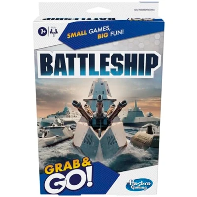 Image of Hasbro Gaming Battleship Grab and Go Game, Portable Game for 2 Players, Travel Kids