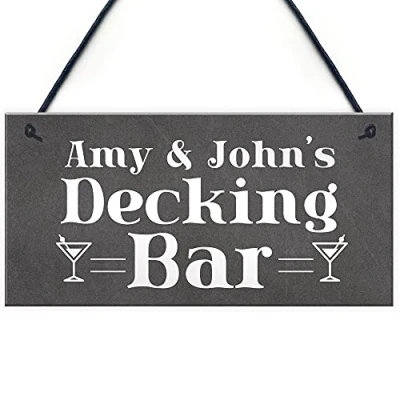 Image of RED OCEAN Personalised Decking Bar Sign Shabby Chic Garden Summerhouse Alcohol Gift New Home