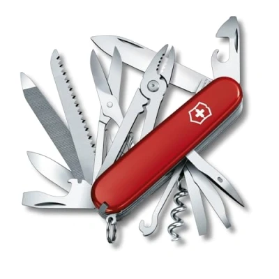 Image of Victorinox Handyman Swiss Army Knife, Medium, Multi Tool, Camping 24 Functions, Large Blade, Metal Saw, Red