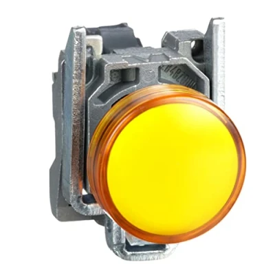 Image of Schneider Electric Harmony XB4 Pilot Indicator Light, Metal, Plain Lens, Integral LED, Industrial Control, 110…120V AC, XB4BVG5, Orange
