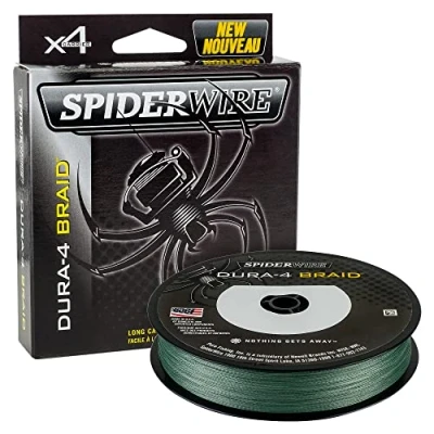 Image of SpiderWire Dura 4, Fishing Line, Superline, , Predator Fishing, Pike, Perch, Zander, Trout, Unisex, Moss Green, 0.25mm 23.3kg 51lb 150yd