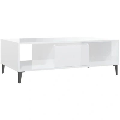 Image of vidaXL Coffee Table High Gloss White 103.5x60x35 cm Engineered Wood