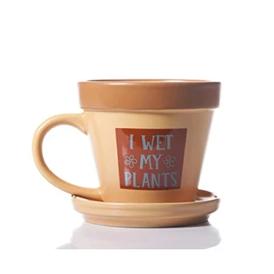 Image of Boxer Gifts MU3071 Wet My Plants Mug Funny Gardening Gift for Him or Her Comes with Saucer Ceramic, 10 Ounces