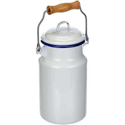 Image of Ibili Milk Churn 1 l of Enamelled Steel in White/Blue, 10 x 22 cm