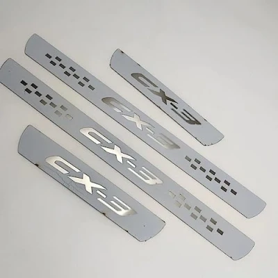 Image of COAECJ Car Door Sill Protector for Mazda CX 3 2016 2021, Stainless Steel Sills Kick Plates Welcome Pedal Non Slip Scuff Guard, Styling Accessories