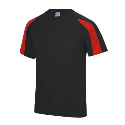 Image of AWDis Kids Contrast Cool T Shirt, Jet Black/fire Red, 3 4 Years