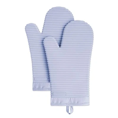 Image of KitchenAid Ribbed Soft Silicone Oven Mitt Set, Lavender Cream 2 Count