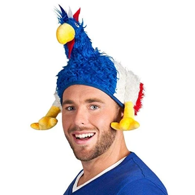 Image of Boland 62021 Adult Hat Tricolored Hen Motif Blue/White/Red, One Size, BOL62021