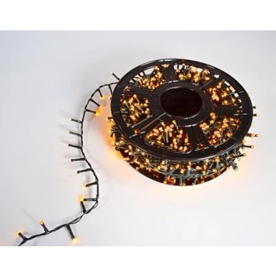 Image of Lyyt Amber 45m LED String Light Reel with Wireless Remote Control 1500 LEDs, 8 Selectable Modes, Timer Function, for Indoor and Sheltered Outdoor Use