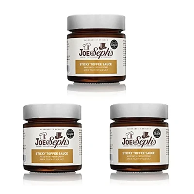 Image of Joe &amp; Seph&#039;s Sticky Toffee caramel sauce (3x230g) 1 Star Great Taste Award, drizzle, ice cream sauce, for coffee, vegetarian, home baking, cakes, syrup
