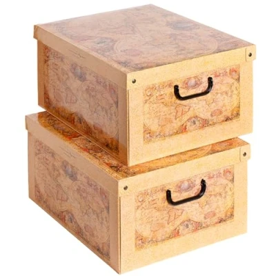 Image of Lavatelli Baulotto Marco Polo, decorative storage box, cardboard boxes with lids, lids and handles, clothes storage, toy box 2