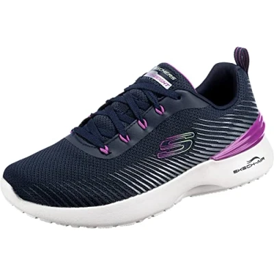 Image of Skechers Womens Skech air Dynamight Sneaker, Navy Mesh Purple Trim, 5.5 UK