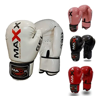Image of Maxx® Boxing Gloves Punch Bag Training MMA Muay Thai KickBoxing Fight Sparring Gym (WHITE, 14OZ)