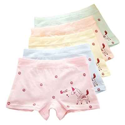 Image of XPXGMT 5 Pack Cartoon Little Girls Boyshorts Knicker Baby Girl Cotton Boxer Briefs Hipster Underwear, Multicoloured, 8 Year