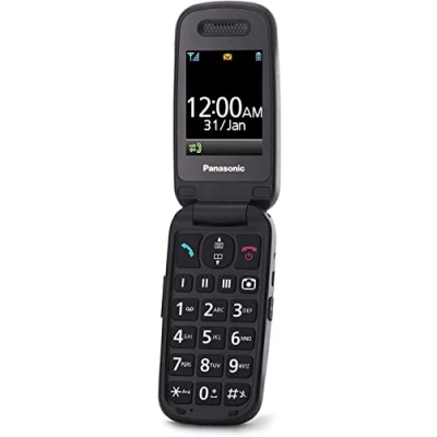Image of Panasonic KX TU446EXB Senior Mobile Phone to Open without Contract (SOS Emergency Call Button, Shockproof, Voice Amplifier, Large Separate Buttons, Font and Number Display) Black