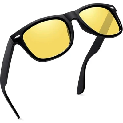 Image of Joopin Headlight Night Driving Glasses for Men Anti Glare Yellow Polarised Nighttime Womens Tinted Sunglasses