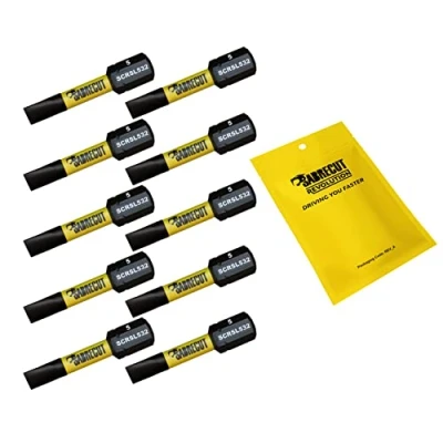 Image of 10 x SabreCut SCRSL532_10 32mm SL5 Slotted Magnetic Impact Screwdriver Driver Bits Set Single Ended Heavy Duty Compatible with Dewalt Milwaukee Bosch Makita and Others