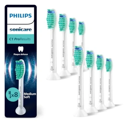 Image of Philips Sonicare C1 ProResults, Genuine Replacement Toothbrush Heads, White, 8 Pack, HX6018/87