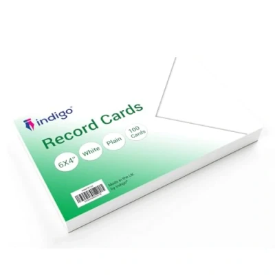 Image of indigo® White Plain Record Cards Pack of 100 6x4 Revision Flash