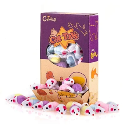 Image of CHIWAVA 36PCS 4.5&quot; Small Rattle Cat Toys Mice Cute Double Color Mouse Kitten Interactive Play Assorted