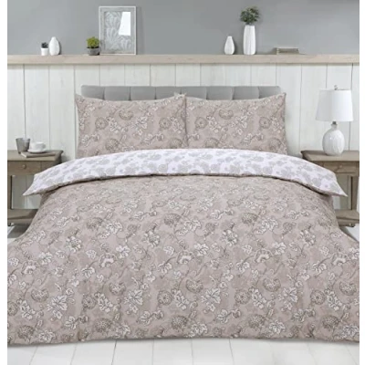 Image of Night Comfort Percale Duvet Cover Set with Pillowcase Luxury Cotton Blend Reversible Bed Quilt and Pillow (Soft Beige, Double)