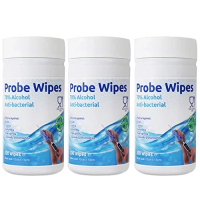 Image of Antibacterial Wipes 3 x Tubs of 200 Alcohol for Cleaning Surfaces and Kitchen Food Probes Disinfectant Sterile Probe Safe