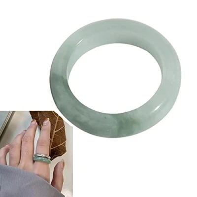 Image of BXSMNH Natural Green Jade Ring Jewelry Gemstone Band Stones For Women Men Jewellery Emerald Rings (Color : Green, Size 21mm)