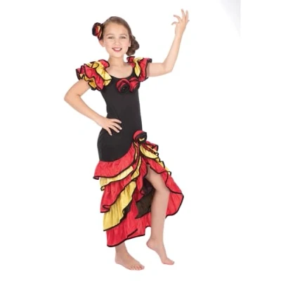 Image of Girls Spanish Rumba Dancer Around the World Fancy Dress Costume Outfit 4 14 years (10 12 years)