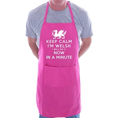 Image of Print4U Keep Calm I&#039;m Welsh Wales BBQ Novelty Cooking Apron Pink