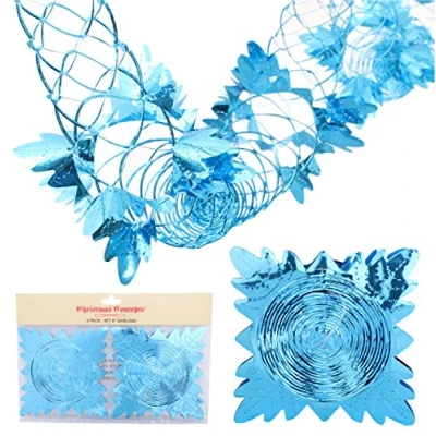 Image of Christmas Concepts® Pack Of 2 9ft Foil Garland Festive Hanging Decorations (Turquoise)
