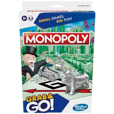Image of Monopoly Grab and Go Game, Portable Game for 2 4 Players, Travel Kids