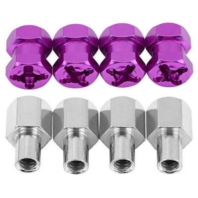 Image of Dilwe RC Car Hex Adapter, 4pcs Metal Wheel Hub Adapter for D90 AX10 CC01 SCX10 F350 Remote Control Crawler(15mm Purple)