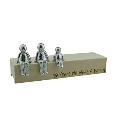 Image of 16th Anniversary Idea 16 Years We Made A Family Metal Ornament Choose Your Combination Box &amp; Woodgrain May Vary(1 Child)