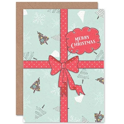 Image of Wee Blue Coo CARD CHRISTMAS XMAS GIFT PRESENT BOW RIBBON