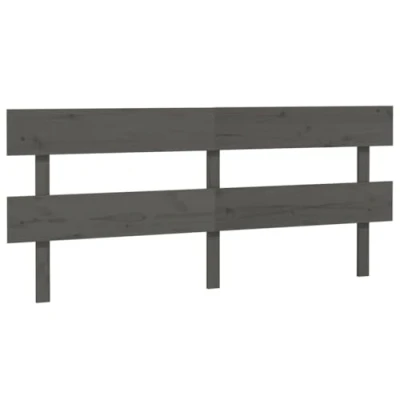 Image of vidaXL Solid Pine Wood Bed Headboard Grey, Stylish Design, Comfortable Back Support, Easy Assembly, Suitable for Bedroom, Natural Wood, 204x3x81 cm