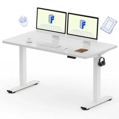 Image of FLEXISPOT Electric Height Adjustable Standing Desk Sit Stand Up with Memory Smart Pannel (140 * 80cm, White Frame+ Desktop)
