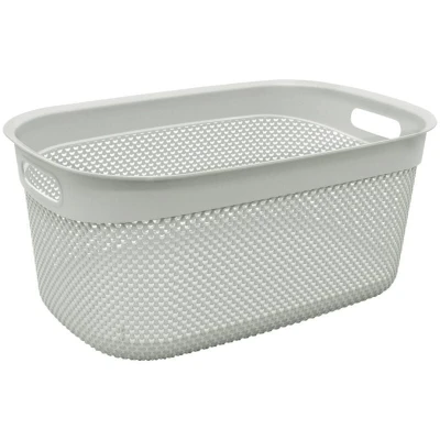 Image of JVL Droplette Design Plastic Storage Basket, 33L, 25 x 55 37 cm Approx, Grey, One Size